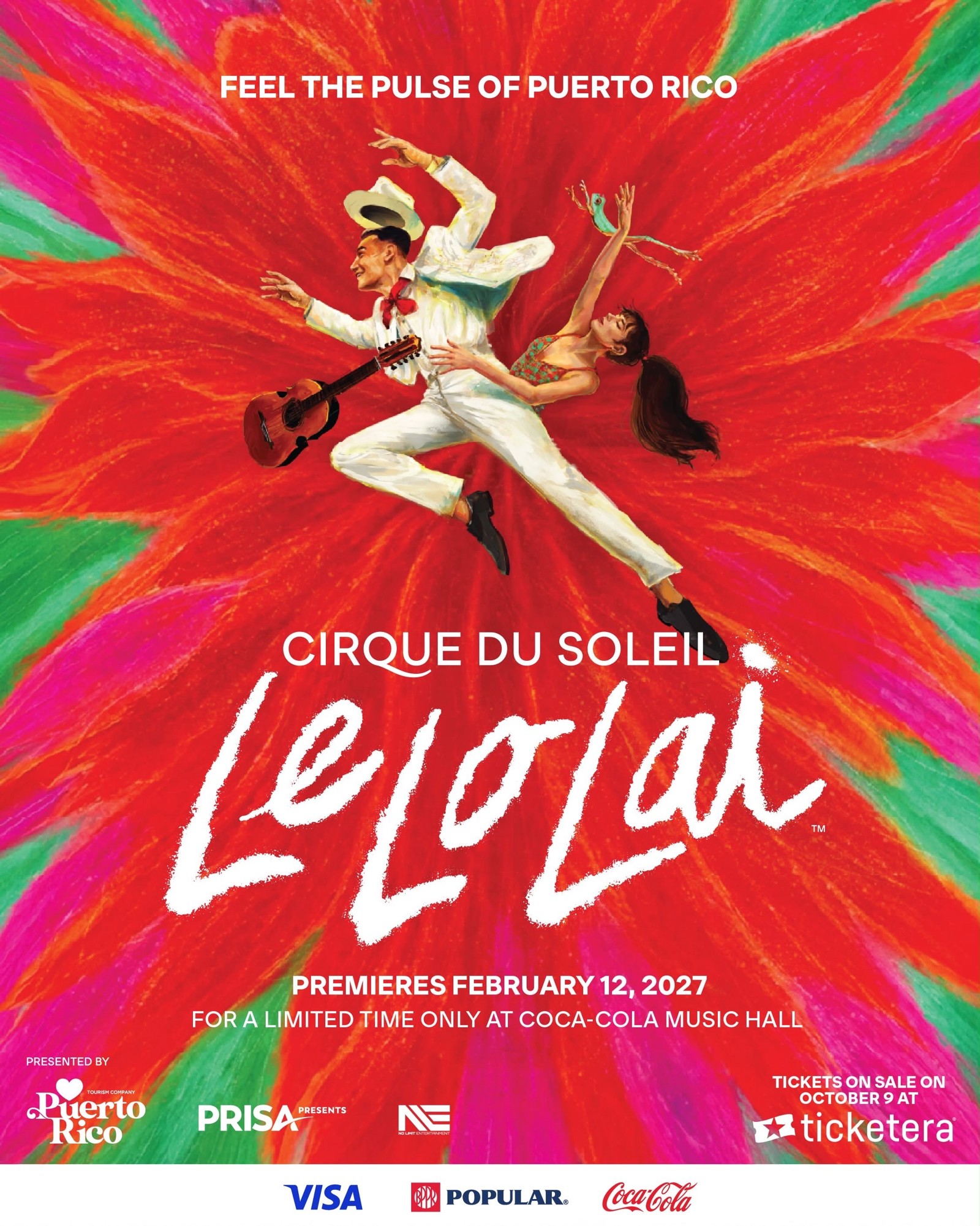 Afiche de Cirque du Soleil LE LO LAI, estreno el 12 de febrero de 2027 en el Coca-Cola Music Hall.