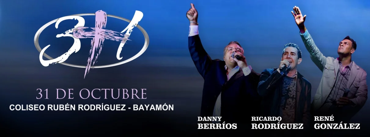 Concierto Cristiano 3+1 : Rene González, Danny Berríos y Ricardo Rodríguez, flyer